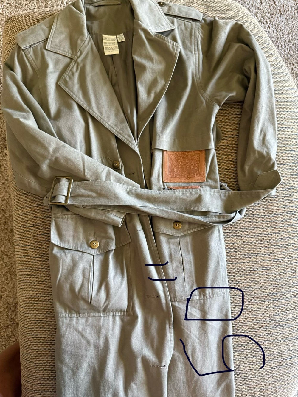 Vintage Together Co. Ltd. olive green trench coat.